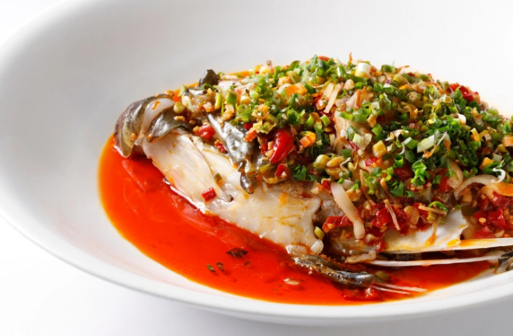 The Chairman's steamed grouper fish head with fermented chilli and salted lard