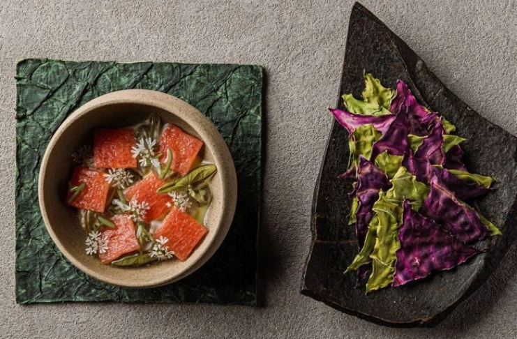 Dishes at MAZ, Tokyo