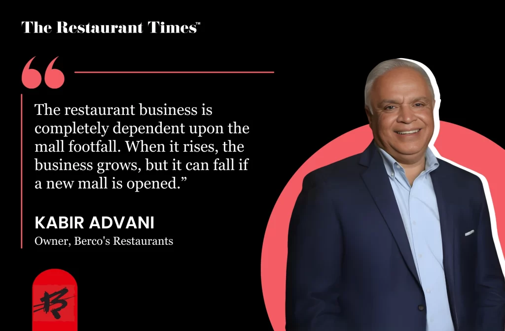 Kabir Advani on how restaurant's business depends upon the mall footfall